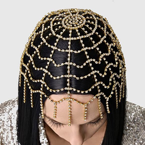 rhinestone cap headpiece